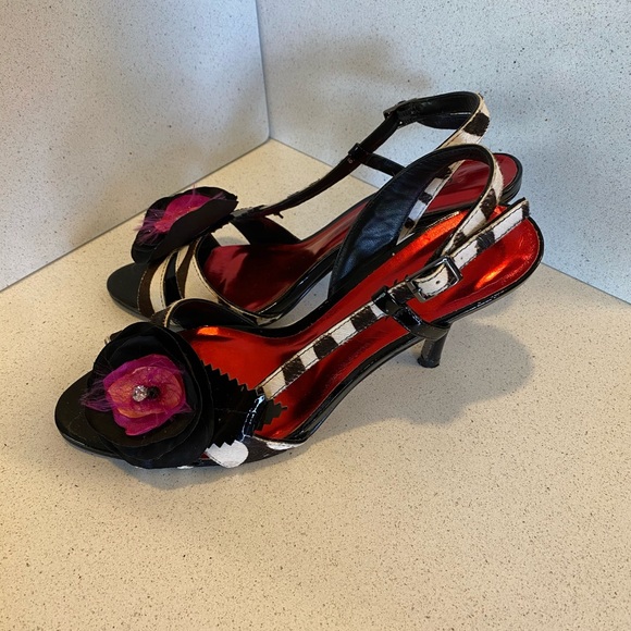 Beverly Feldman zebra print pony hair heels - Picture 2 of 8